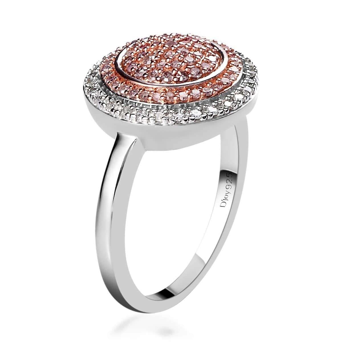 0.50 ctw Natural Pink Diamond, Diamond Ring in Rhodium & Platinum Over Sterling Silver image number 3