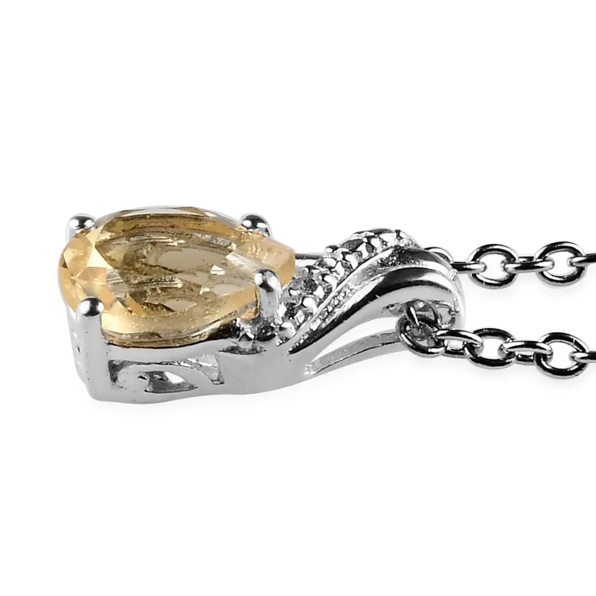 D'Joy Brazilian Citrine Earrings and Pendant Necklace Jewelry Set, Sterling Silver and Stainless Steel Jewelry Set, Set of Citrine Earrings and Citrine Pendant Necklace 1.80 ctw image number 3