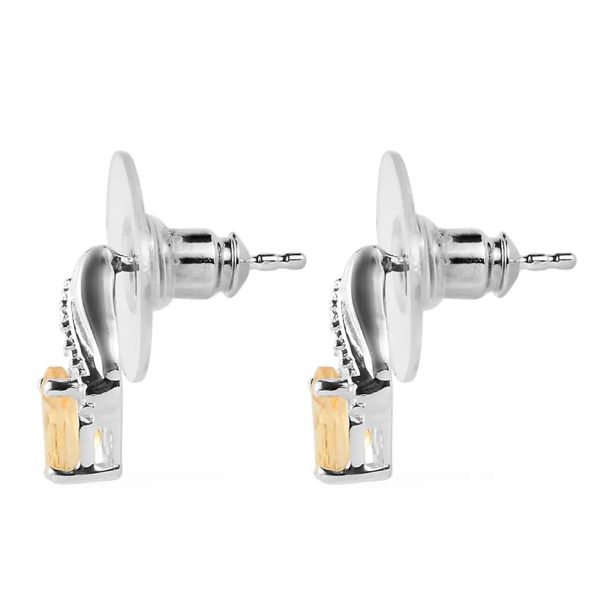 D'Joy Brazilian Citrine Earrings and Pendant Necklace Jewelry Set, Sterling Silver and Stainless Steel Jewelry Set, Set of Citrine Earrings and Citrine Pendant Necklace 1.80 ctw image number 5