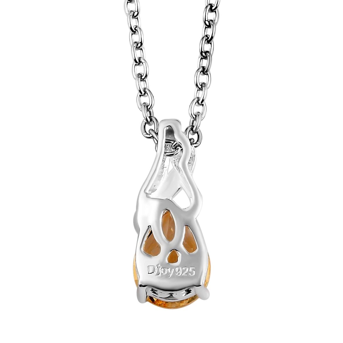 D'Joy Brazilian Citrine Earrings and Pendant Necklace Jewelry Set, Sterling Silver and Stainless Steel Jewelry Set, Set of Citrine Earrings and Citrine Pendant Necklace 1.80 ctw image number 7