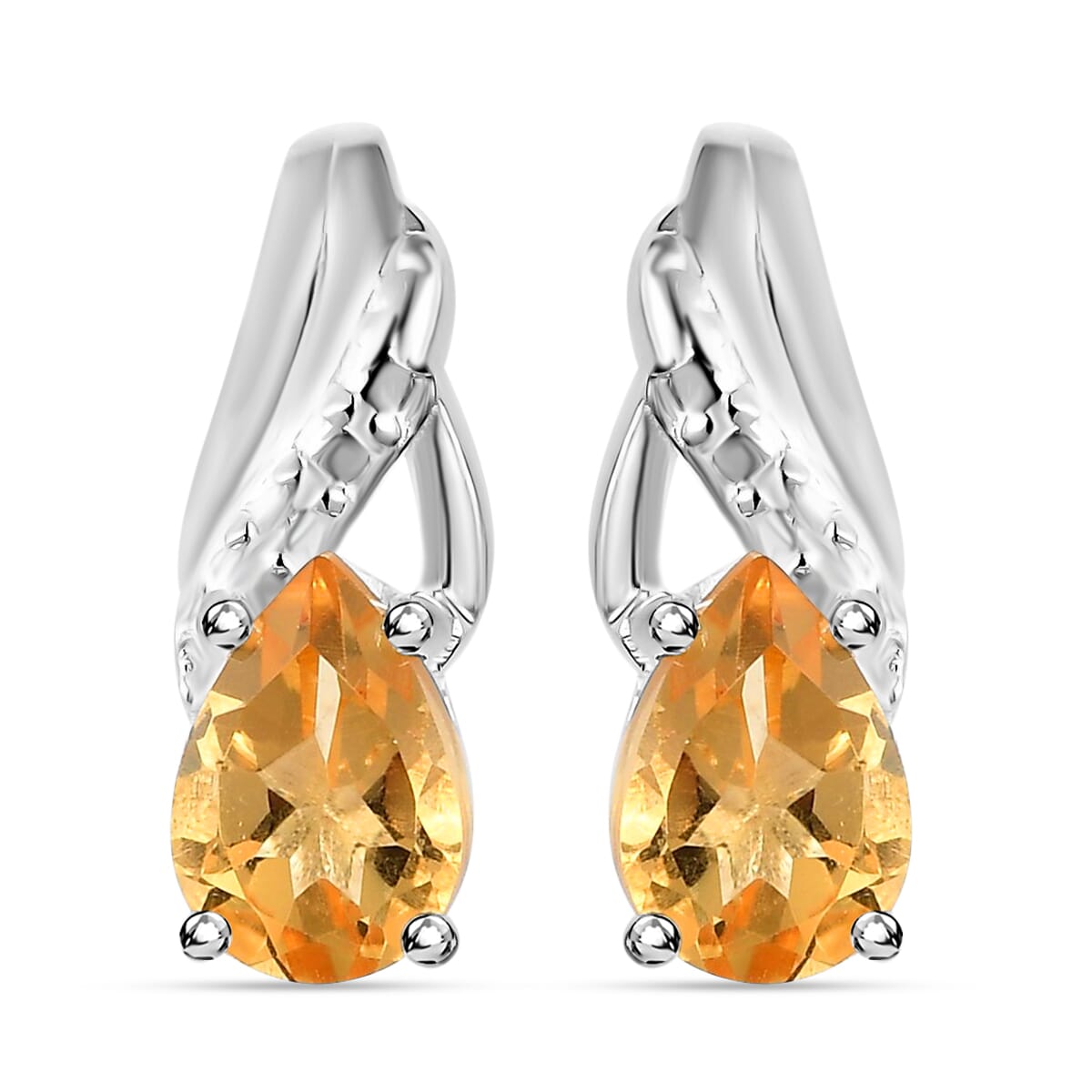 D'Joy Brazilian Citrine Earrings and Pendant Necklace Jewelry Set, Sterling Silver and Stainless Steel Jewelry Set, Set of Citrine Earrings and Citrine Pendant Necklace 1.80 ctw image number 8