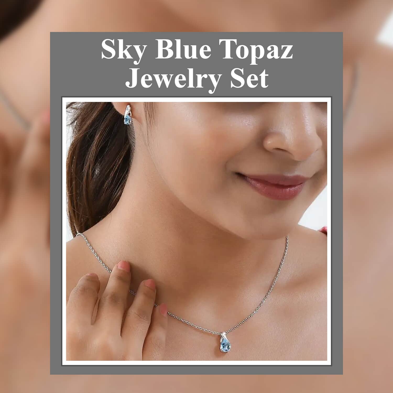 Topaz pendant necklace set deals sterling silver