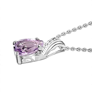 D'Joy Rose De France Amethyst 1.65 ctw Earrings and Pendant Necklace Jewelry Set, Sterling Silver and Stainless Steel Jewelry Set, Set of Amethyst Earrings and Amethyst Pendant Necklace