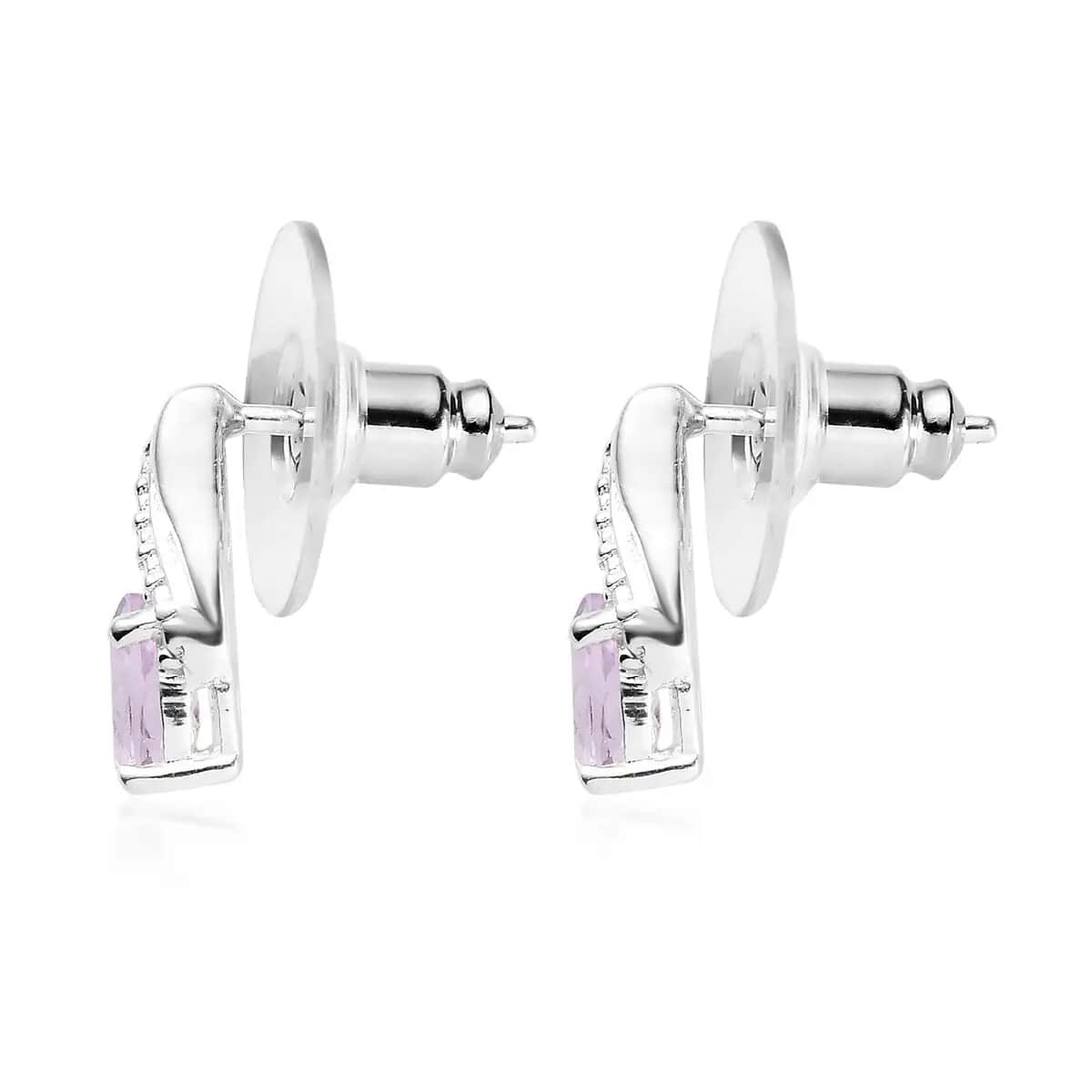 Rose De France Amethyst Earrings and Pendant Necklace Jewelry Set, Sterling Silver and Stainless Steel Jewelry Set, Set of Amethyst Earrings and Amethyst Pendant Necklace 1.65 ctw image number 6