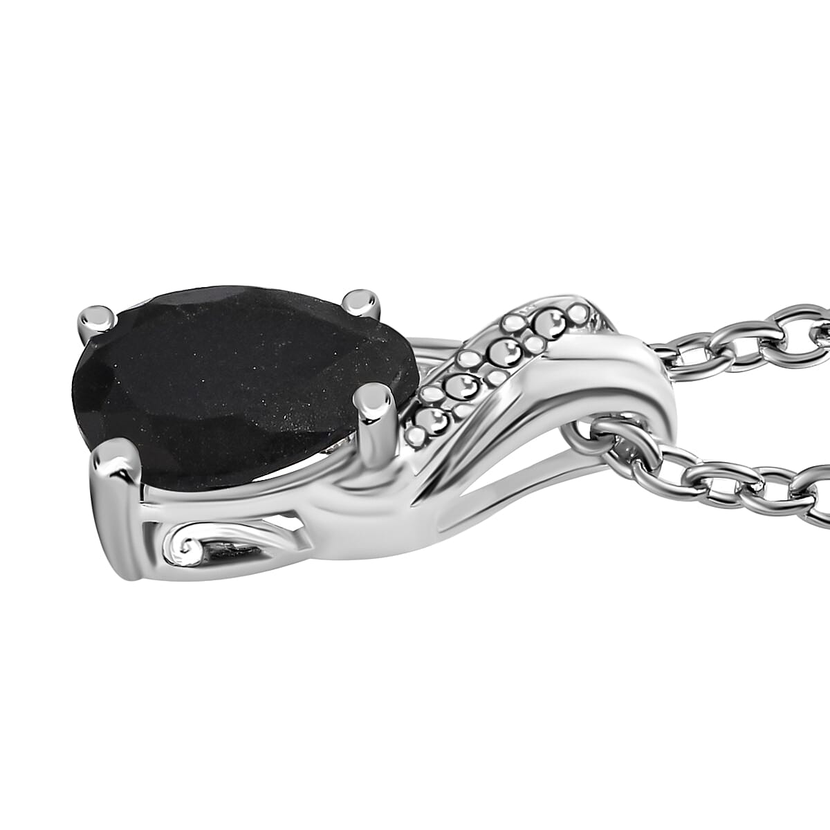 Australian Black Tourmaline 2.00 ctw Solitaire Earrings and Pendant in Sterling Silver with Stainless Steel Necklace 20 Inches