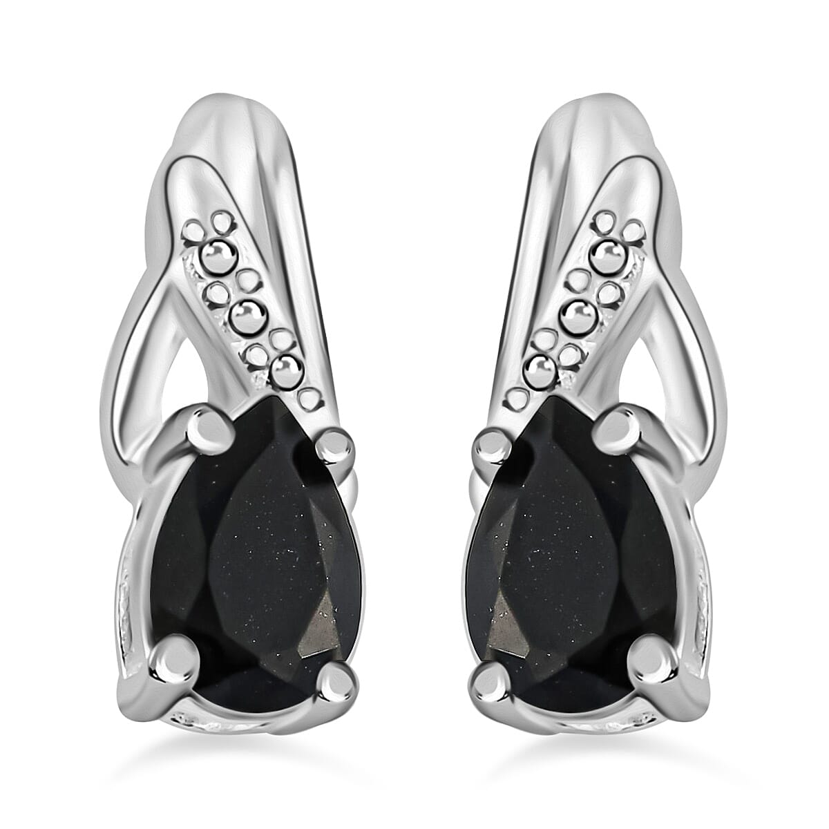 Australian Black Tourmaline 2.00 ctw Solitaire Earrings and Pendant in Sterling Silver with Stainless Steel Necklace 20 Inches
