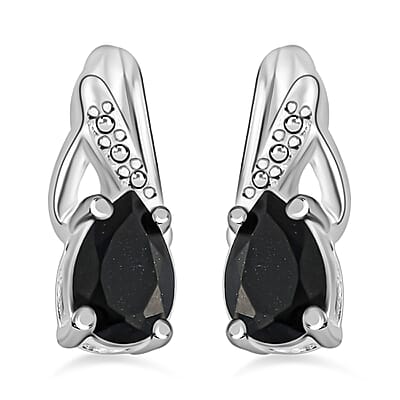 Australian Black Tourmaline 2.00 ctw Solitaire Earrings and Pendant in Sterling Silver with Stainless Steel Necklace 20 Inches