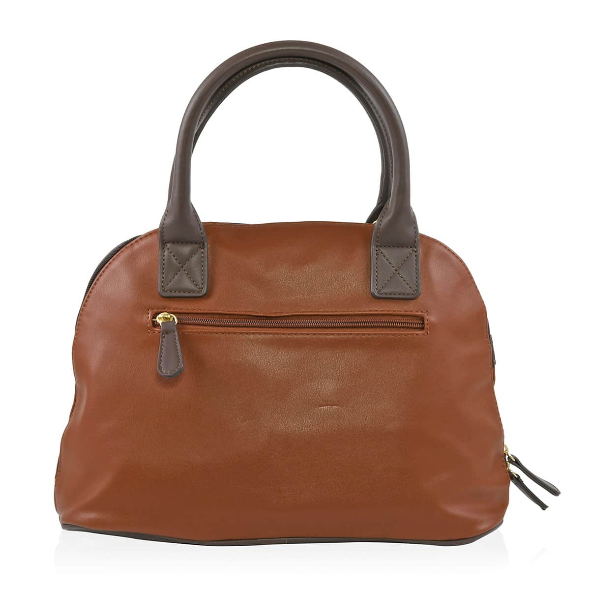 STONE MOUNTAIN Cognac & Brown Leather Satchel Bag for Women with Scarf and Free Power Bank image number 2