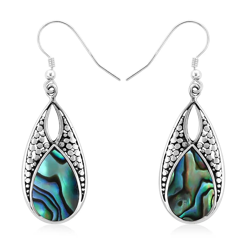 Abalone Shell Drop Earrings in Sterling Silver, Beach Fashion Jewelry For Women