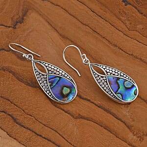 Abalone Shell Drop Earrings in Sterling Silver, Beach Fashion Jewelry For Women