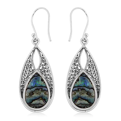 Abalone Shell Drop Earrings in Sterling Silver, Beach Fashion Jewelry For Women