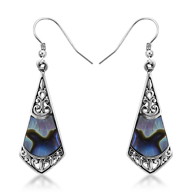 Abalone Shell Drop Earrings For Women in Sterling Silver, Beach Fashion Jewelry