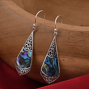 Abalone Shell Drop Earrings For Women in Sterling Silver, Beach Fashion Jewelry