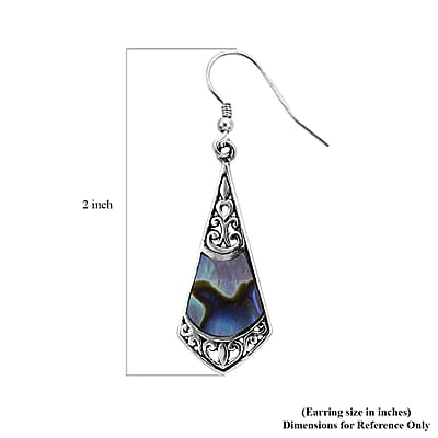 Abalone Shell Drop Earrings For Women in Sterling Silver, Beach Fashion Jewelry