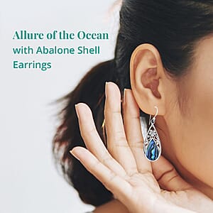 Abalone Shell Floral Drop Earrings in Sterling Silver, Beach Fashion Jewelry, Birthday Gift For Her