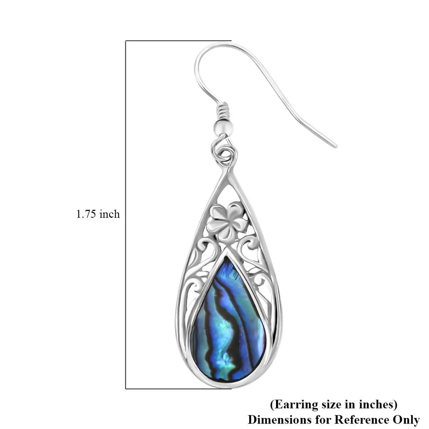 Abalone Shell Drop Dangle Earrings for Women 925 Sterling Silver Openwork - Picture 7 of 8