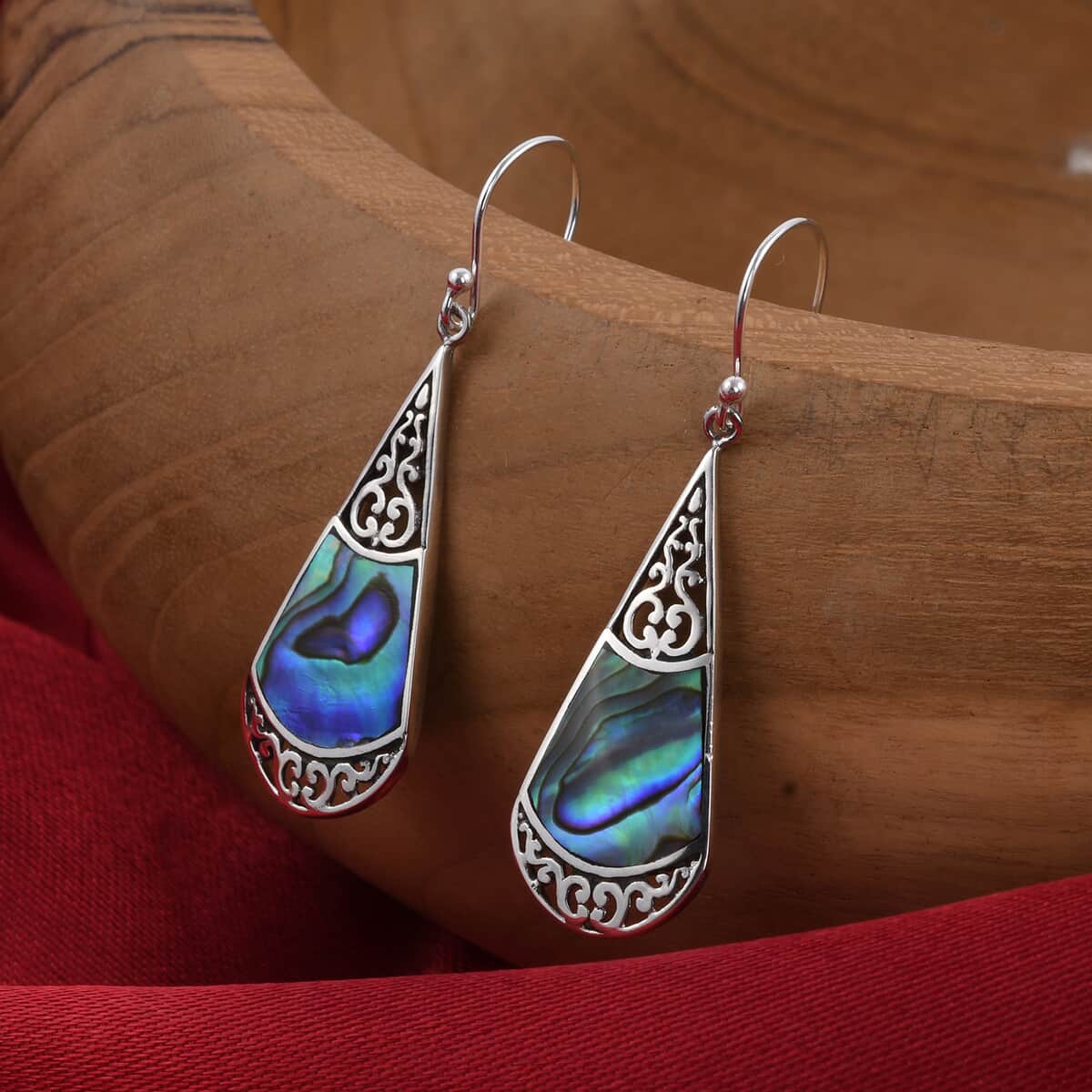 Abalone Shell Drop Earrings For Women in Sterling Silver, Beach Fashion Jewelry image number 1