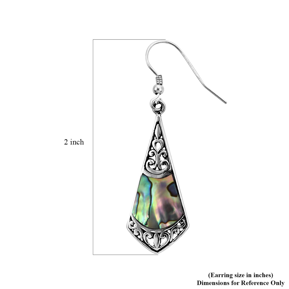 Abalone Shell Drop Earrings For Women in Sterling Silver, Beach Fashion Jewelry image number 4