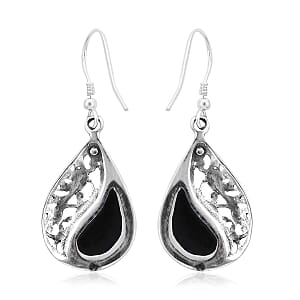 Abalone Shell Filigree Drop Earrings in Sterling Silver