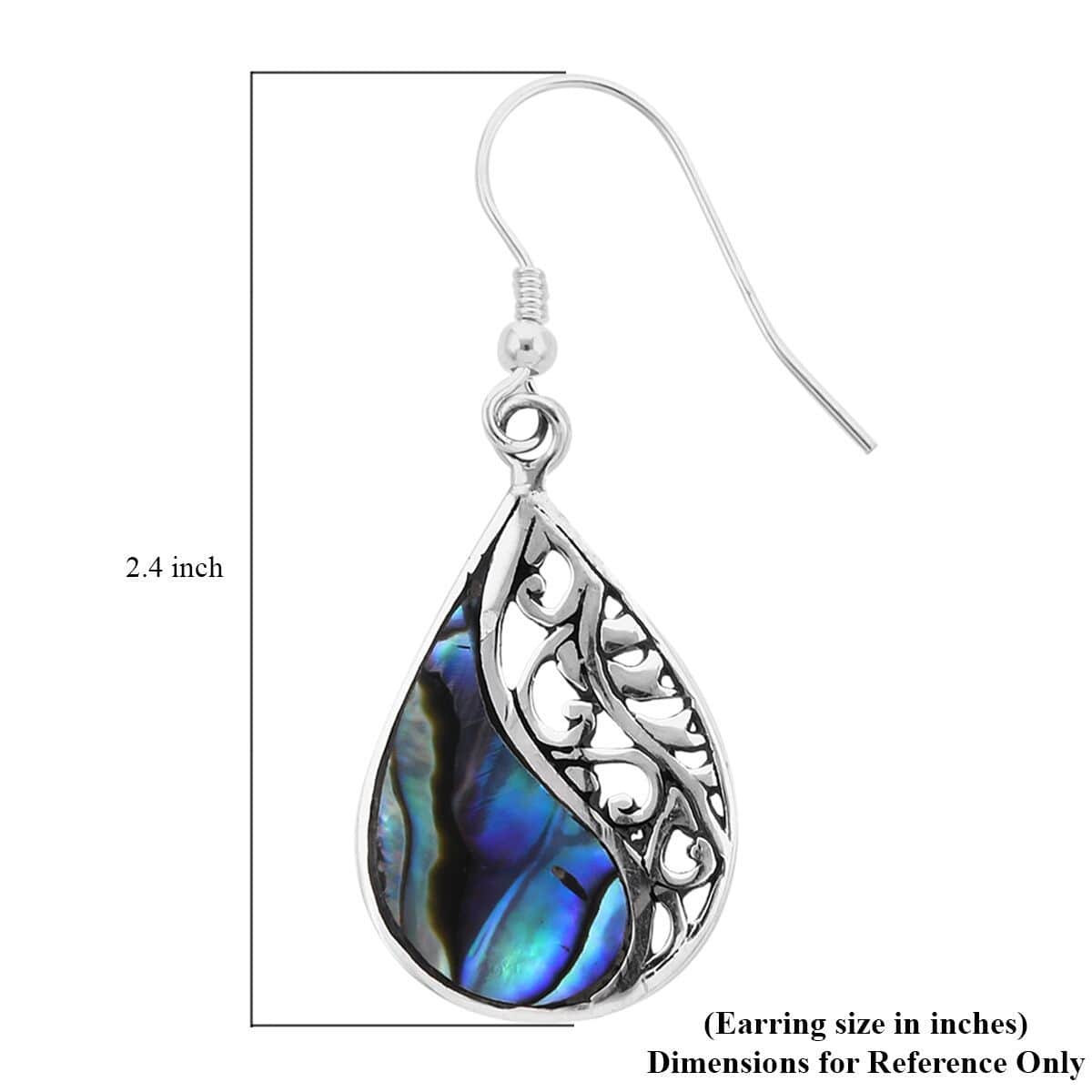 Abalone Shell Filigree Drop Earrings in Sterling Silver image number 4