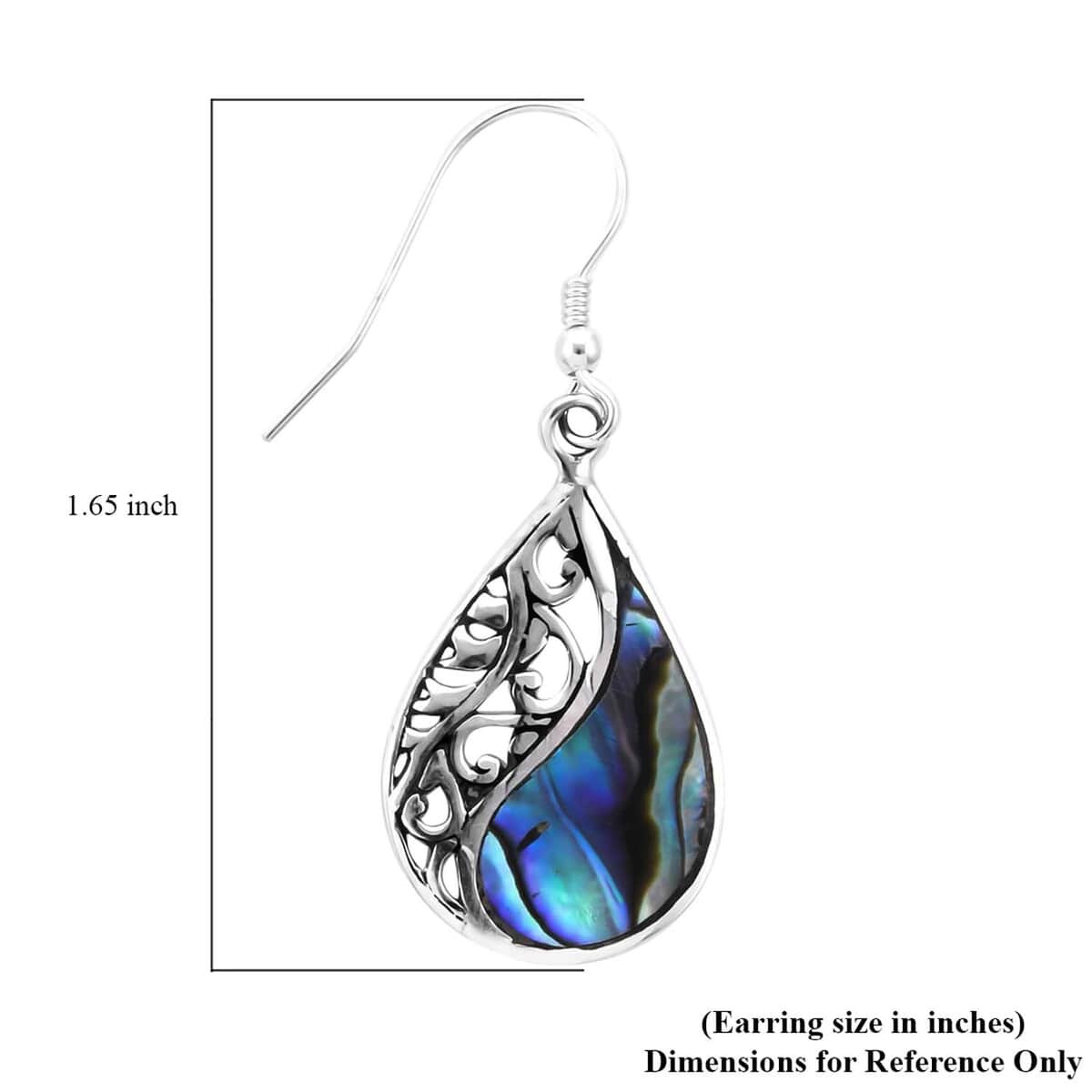 Abalone Shell Filigree Drop Earrings in Sterling Silver image number 6