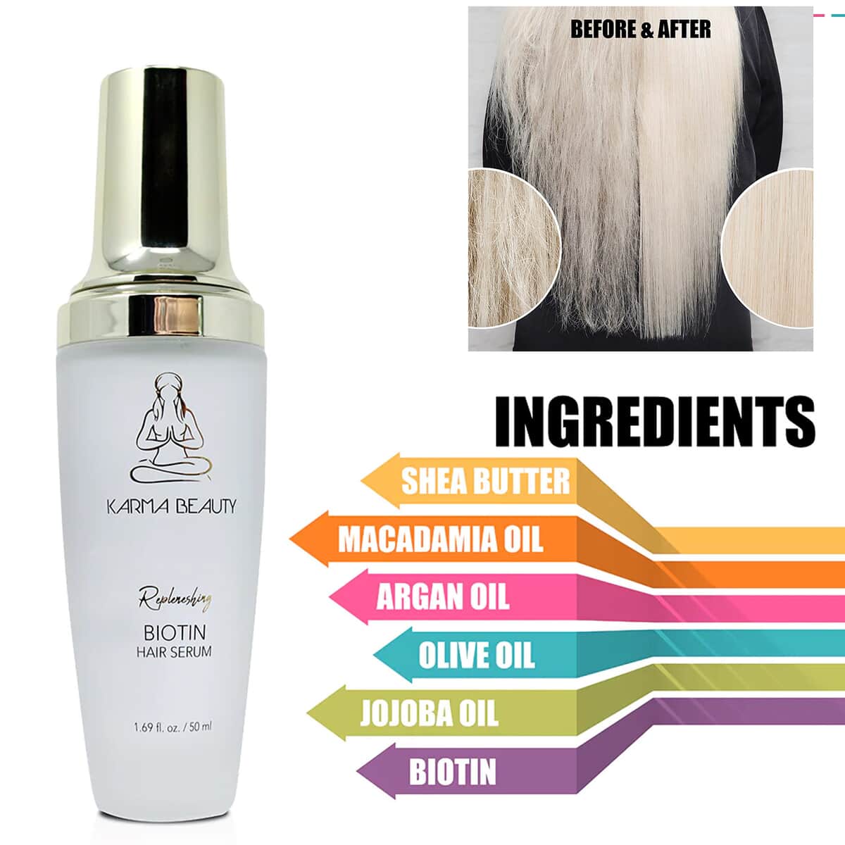 Karma Beauty Replenishing Biotin Hair Serum 1.69 fl oz (Ships in 12-14 Day) , Best Hair Growth Serum , Biotin Hair Serum image number 3