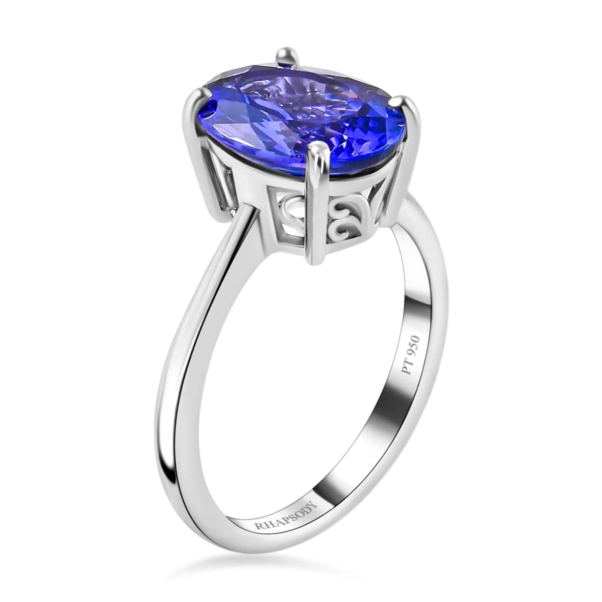 Rhapsody 950 Platinum AAAA Tanzanite Solitaire Ring with Appraised Certificate (Size 8.0) 6.45 Grams 4.90 ctw image number 3