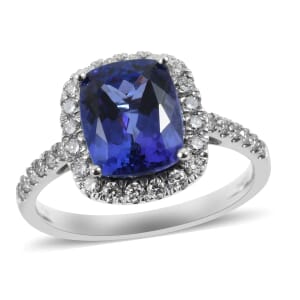 Rhapsody 4 ctw AAAA Tanzanite and Diamond E-F VS Ring in 950 Platinum with Appraised Certificate 5.91 Grams (Size 8.0)