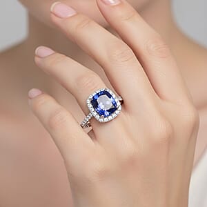 Rhapsody 4 ctw AAAA Tanzanite and Diamond E-F VS Ring in 950 Platinum with Appraised Certificate 5.91 Grams (Size 8.0)