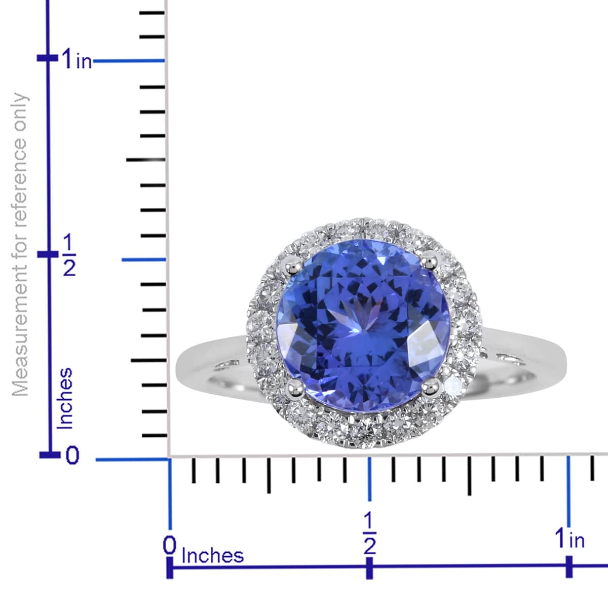 Certified & Appraised Iliana 18K White Gold AAA Tanzanite and G-H SI Diamond Halo Ring (Size 7.0) 3.75 ctw image number 3