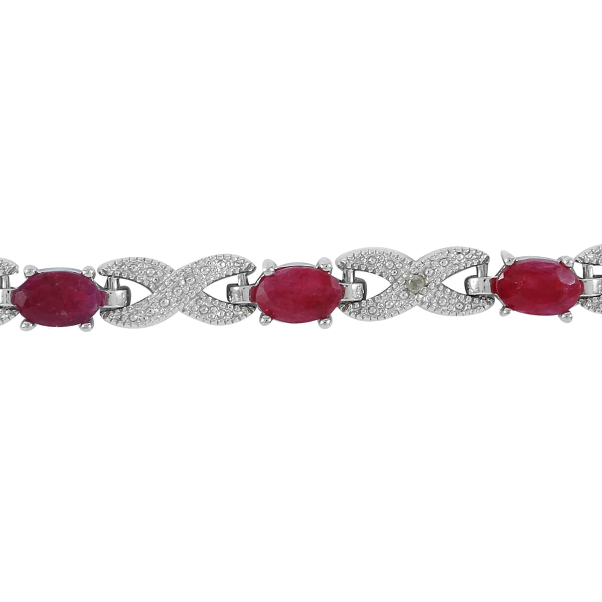 5.62 ctw Ruby and Diamond Accent Tennis Bracelet in Silvertone (7.50 In) image number 1