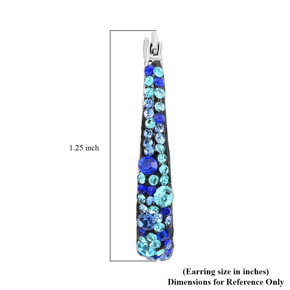 Austrian Peacock Crystal Earrings in Silvertone, Inside Out Hoops For Women image number 4