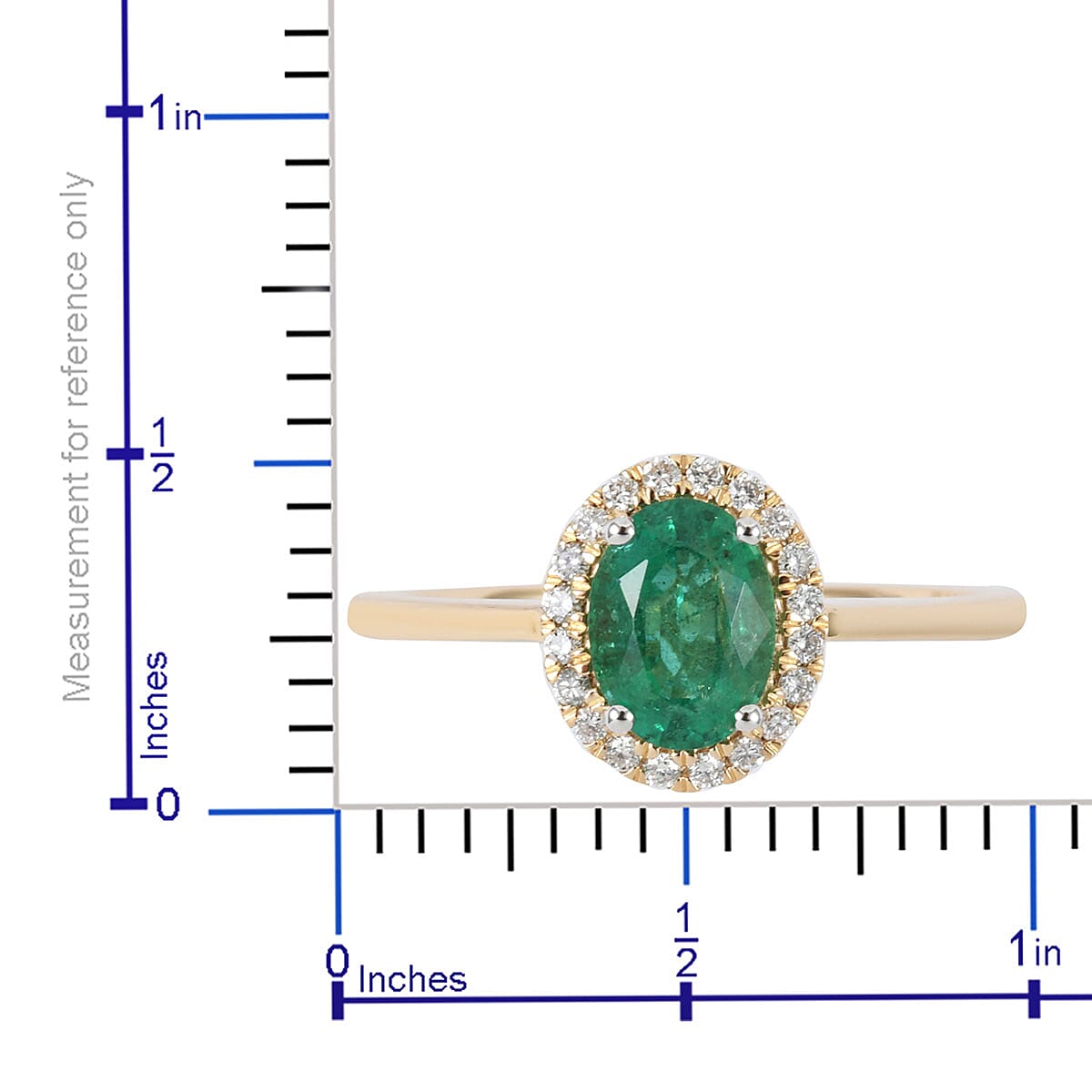 Iliana 18K Yellow Gold AAA Kagem Zambian Emerald and G-H SI Diamond Halo Ring (Size 10.0) 1.40 ctw