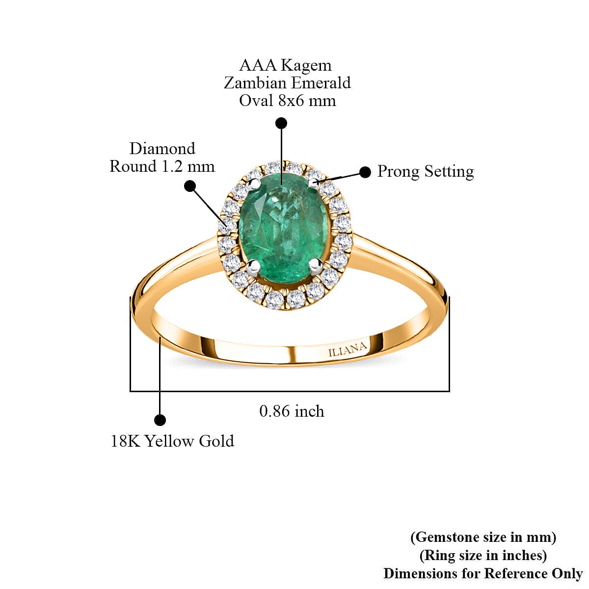 Iliana 18K Yellow Gold AAA Kagem Zambian Emerald and G-H SI Diamond Halo Ring (Size 8.0) 1.40 ctw image number 4