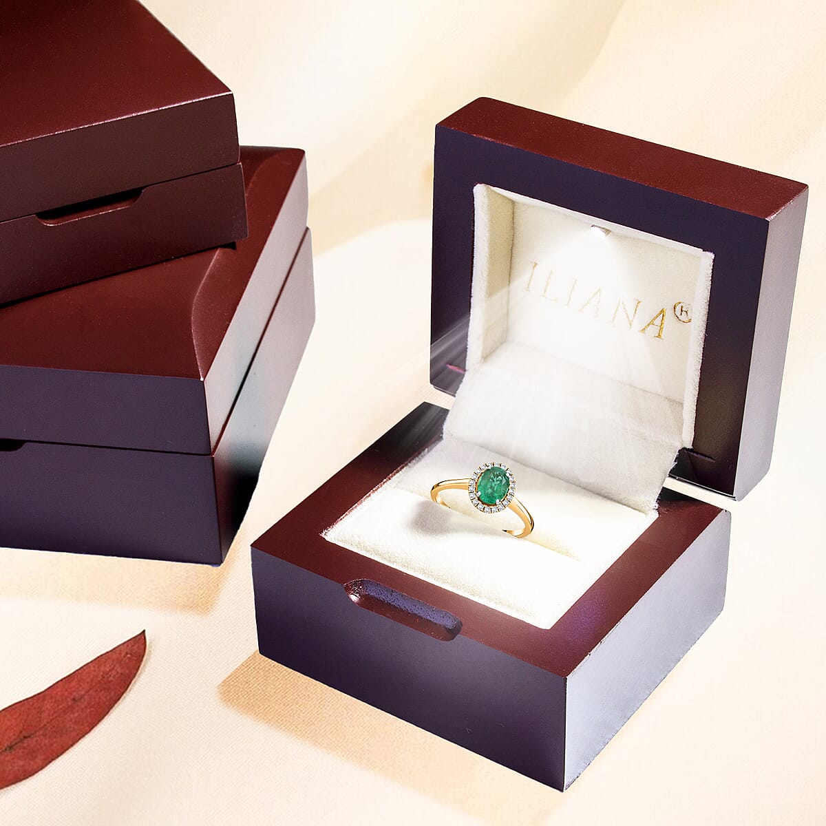 Iliana 18K Yellow Gold AAA Kagem Zambian Emerald and G-H SI Diamond Halo Ring (Size 8.0) 1.40 ctw image number 5