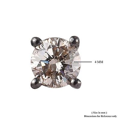 Natural Champagne Diamond Stud Earrings with Push Back in Platinum Over Sterling Silver 0.50 ctw