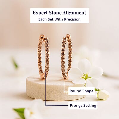 Luxoro 10K Rose Gold Natural Champagne Diamond 2.00 ctw Earrings, Diamond Hoops, Diamond Gold Studs
