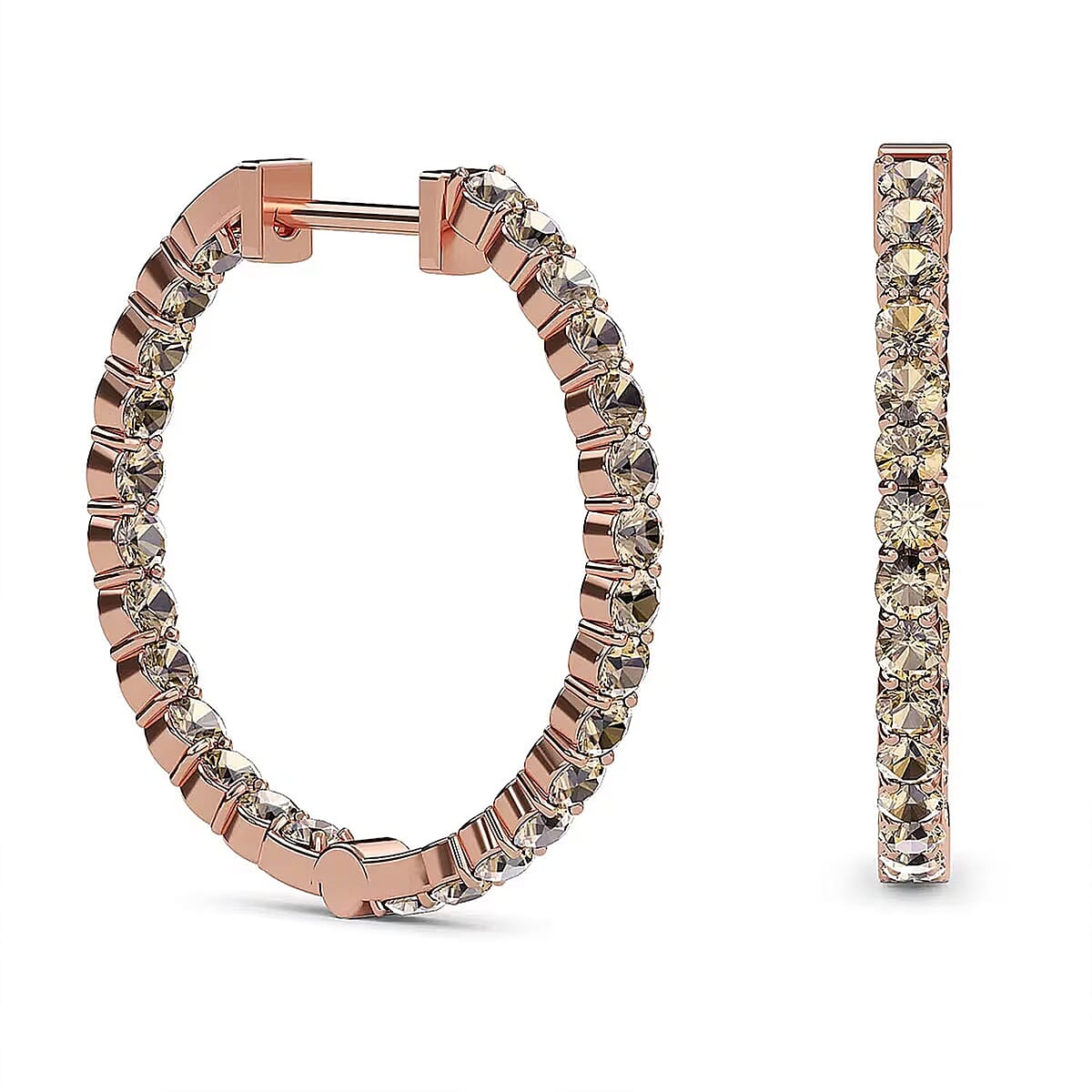 Luxoro 10K Rose Gold Natural Champagne Diamond 2.00 ctw Earrings, Diamond Hoops, Diamond Gold Studs image number 7