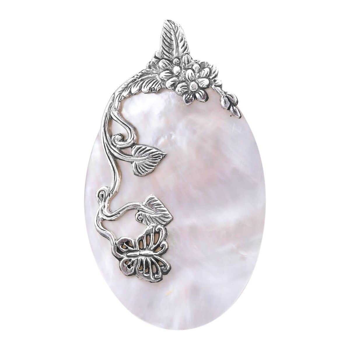 Mother of Pearl Pendant in Sterling Silver| Nature Inspired Jewelry For Women| Dainty Solitaire Pendants image number 0