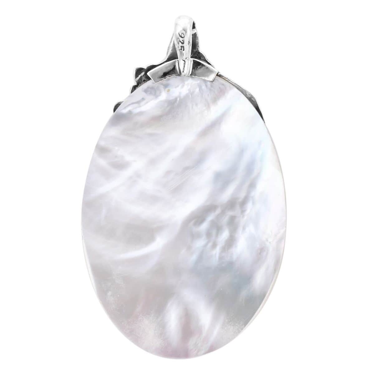Mother of Pearl Pendant in Sterling Silver| Nature Inspired Jewelry For Women| Dainty Solitaire Pendants image number 3