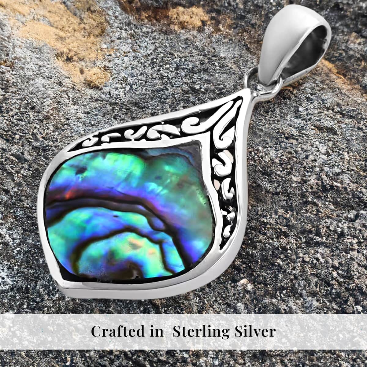 Abalone Shell Pendant in Sterling Silver, Fashion Silver Jewelry image number 2