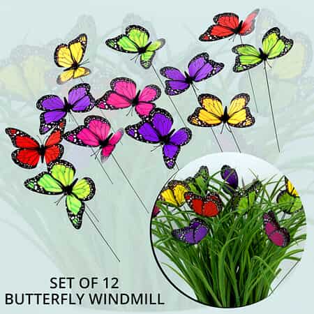 Set of 12 Multi Color Butterfly Windmill image number 1