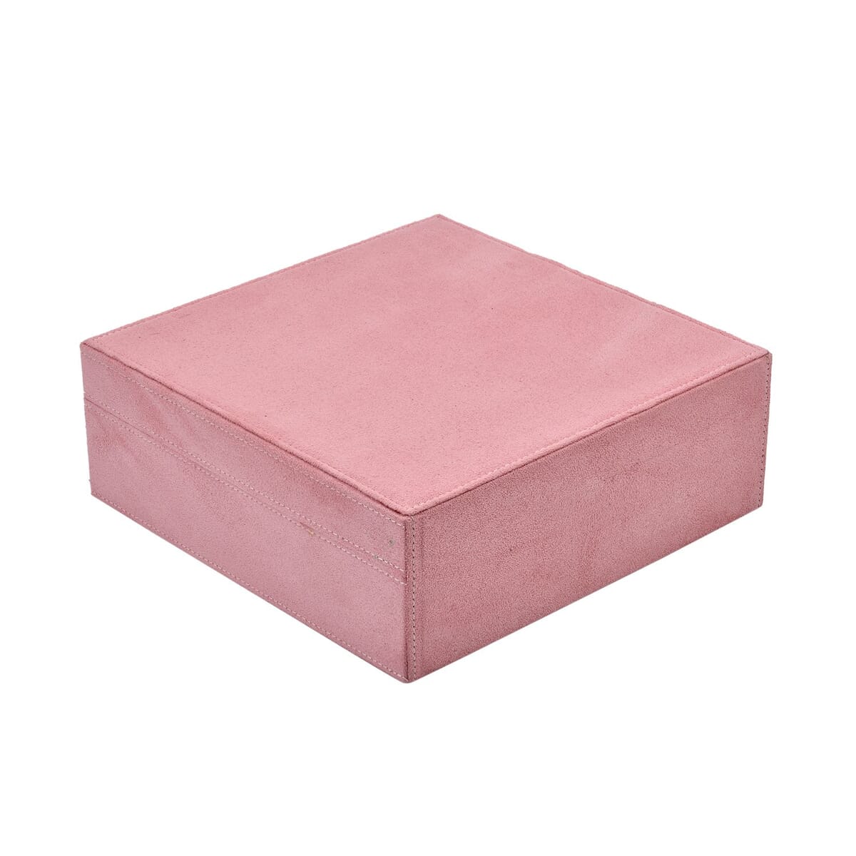 Pink 2 Tier Faux Velvet Multiple Compartment Jewelry Box with Lock and Key image number 4