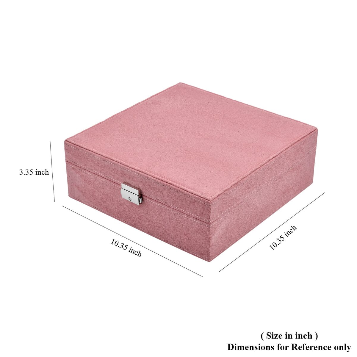 Pink 2 Tier Faux Velvet Multiple Compartment Jewelry Box with Lock and Key image number 7