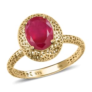 Mirage Collection Luxoro 10K Yellow Gold Premium Niassa Ruby (FF) Ring, Engagement Rings For Women 3.80 ctw (Size 10.0)