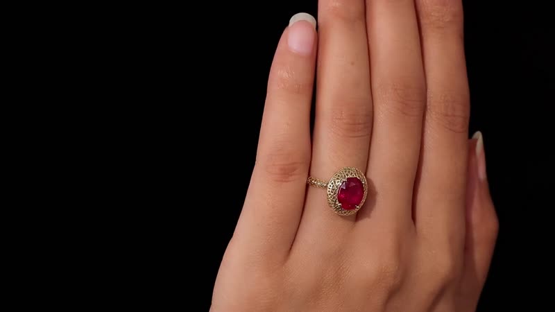 MIRAGE COLLECTION Premium Niassa Ruby (FF) Ring in 10K Yellow Gold 3.90 ctw