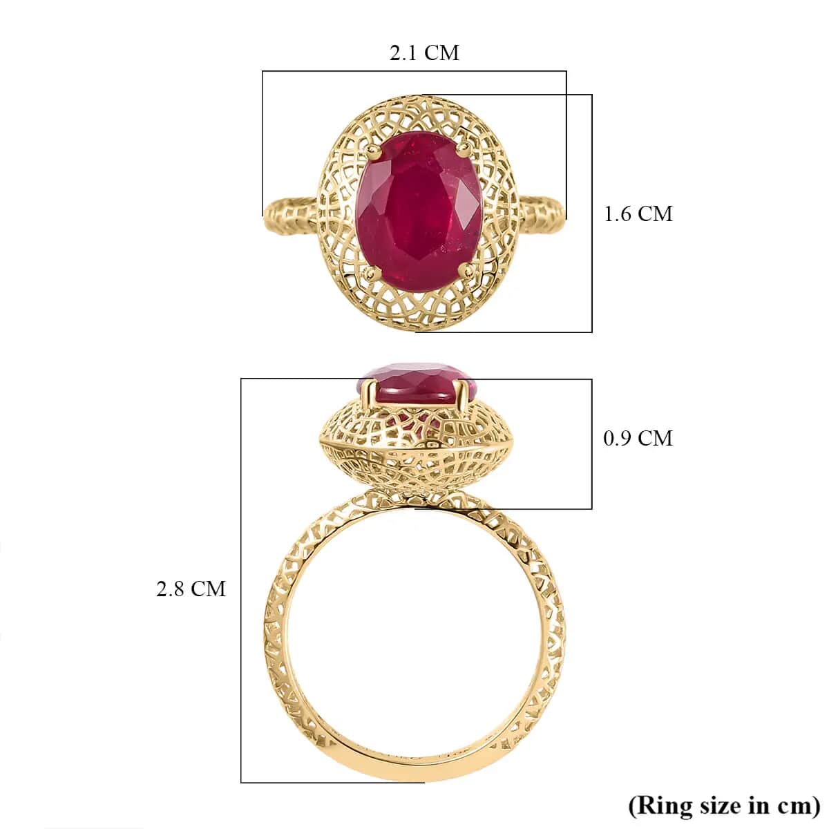 Mirage Collection Luxoro 10K Yellow Gold Premium Niassa Ruby (FF) Ring, Engagement Rings For Women 3.80 ctw (Size 10.0) image number 6