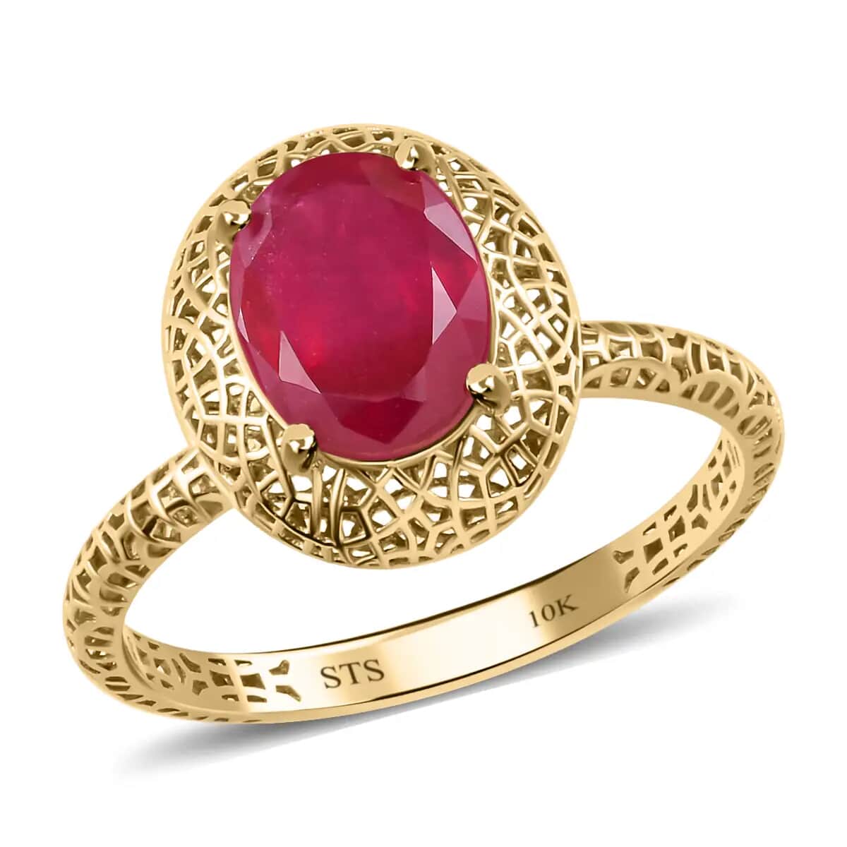 Mirage Collection Luxoro 10K Yellow Gold Premium Niassa Ruby (FF) 3.80 ctw Ring, Engagement Rings For Women (Size 11.0) image number 0