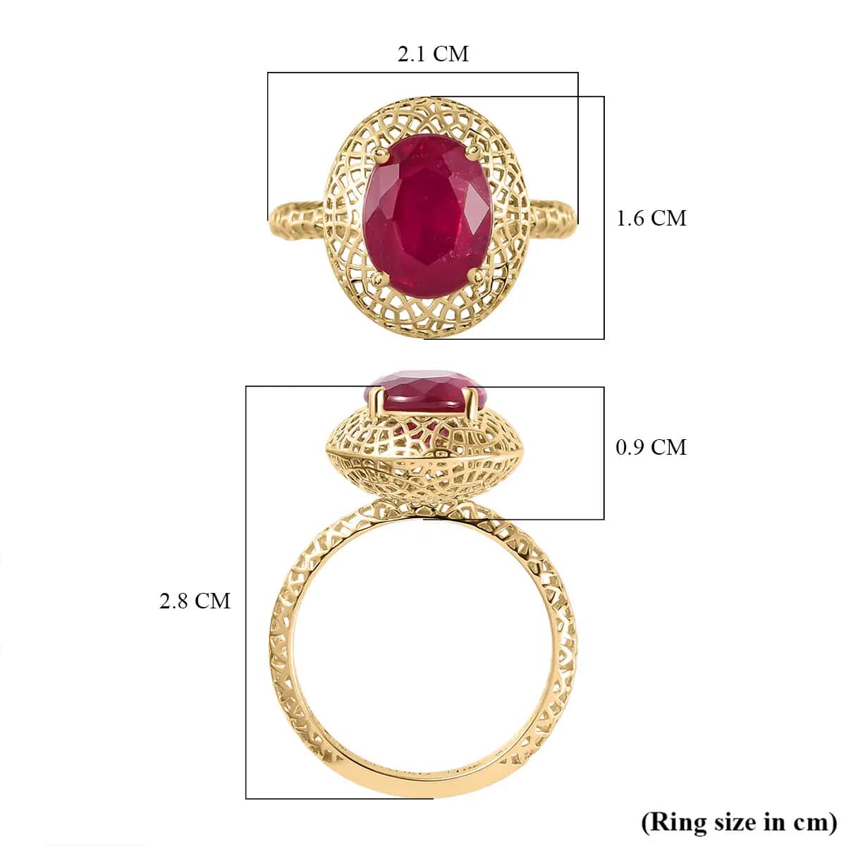 Mirage Collection Luxoro 10K Yellow Gold Premium Niassa Ruby (FF) 3.80 ctw Ring, Engagement Rings For Women (Size 11.0) image number 6