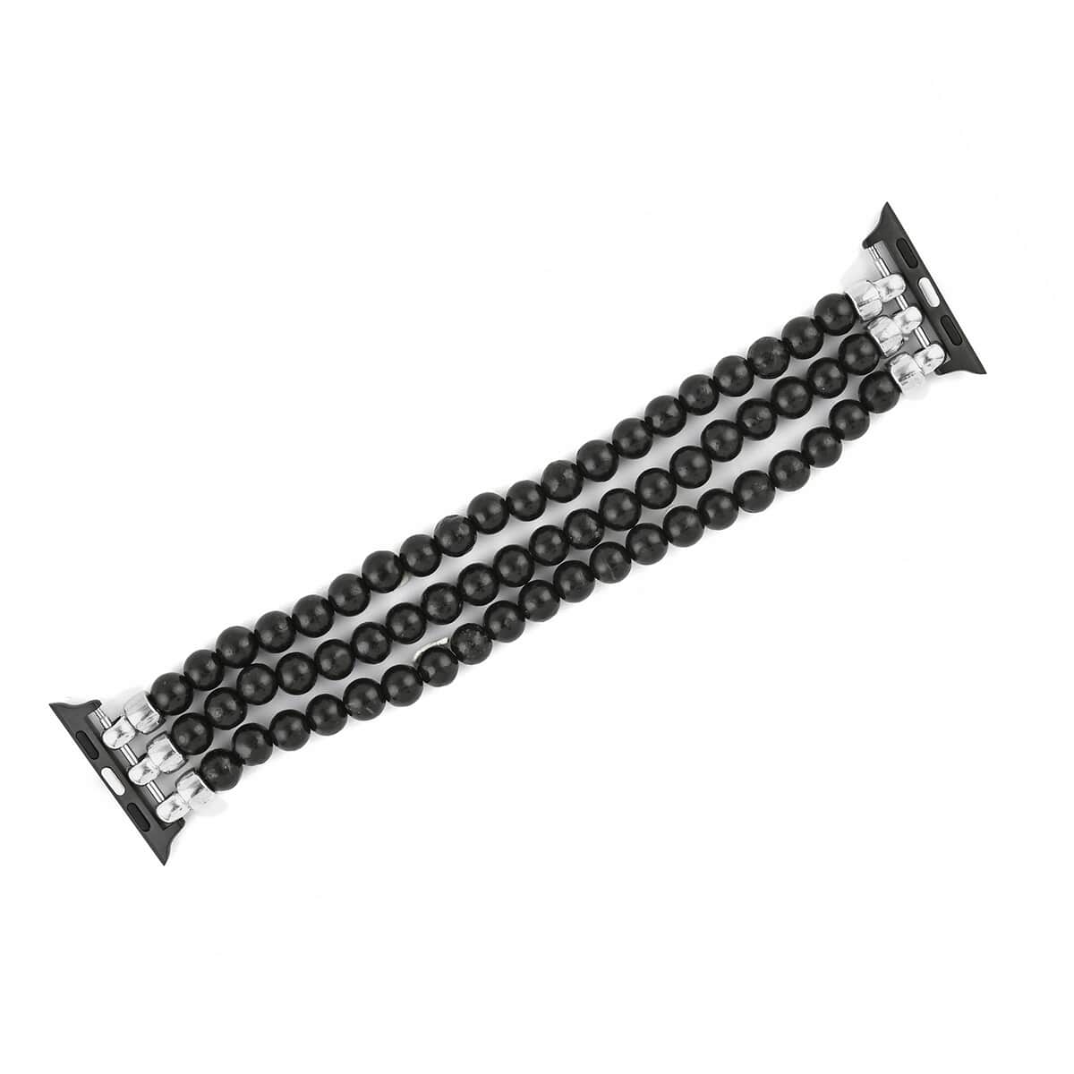 Shungite Beaded Stretch Three Row iOS Watch Band (Approx 100ctw) image number 0